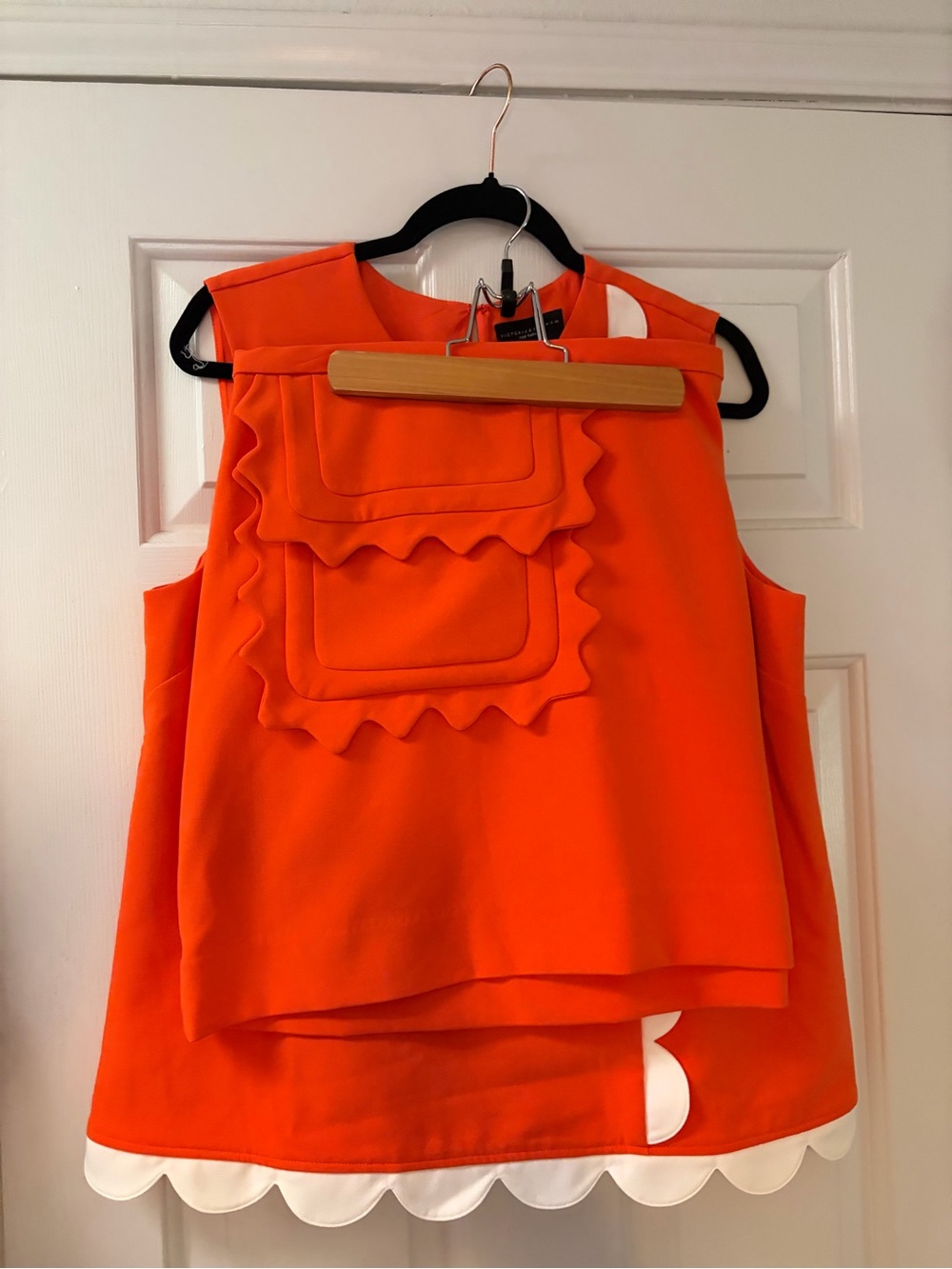 Victoria Beckham for Target Bright Orange Sleeveless Scalloped-Trim Blouse